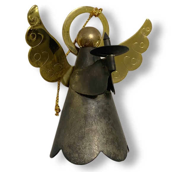 Vintage Mid Century Rustic Brass Angel Candle Snuffer Ornament - Picture 3 of 7